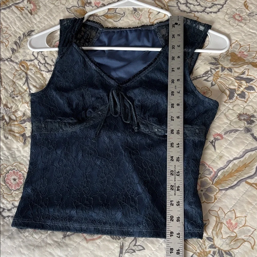 Dusty Blue Lace Sleeveless Top - Picture 6 of 6